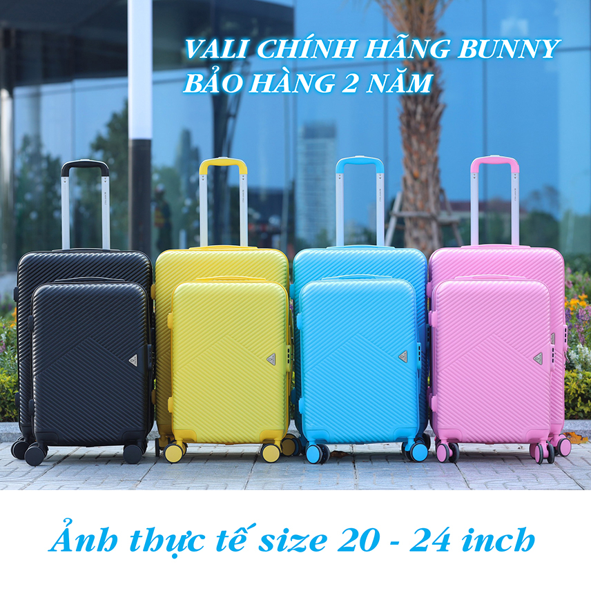 Vali BUNNY cao cấp chính hãng - Vỏ nhựa PP chống vỡ,chống trộm size 20 - 24inch - cho chuyến đi thêm tiện lợi sang chảnh