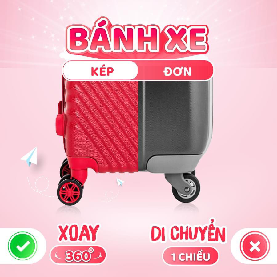 Vali BUNNY cao cấp chính hãng - Vỏ nhựa PP chống vỡ,chống trộm size 20 - 24inch - cho chuyến đi thêm tiện lợi sang chảnh