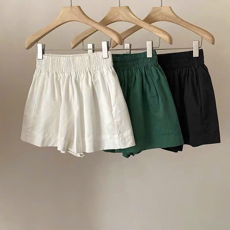 Quần đùi, quần short chất liệu kaki mềm mịn thích hợp với thời tiết mùa hè lưng cao lưng thun co giãn mạnh lên form xinh