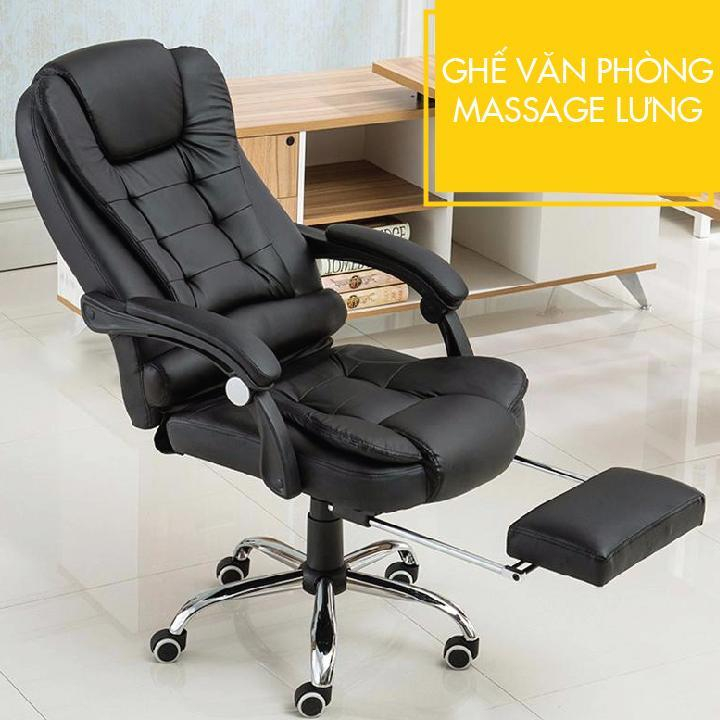 Ghế Văn Phòng Chân Xoay Massage Lưng - Ghế Văn Phòng Cao Cấp Ngả Lưng 135 độ