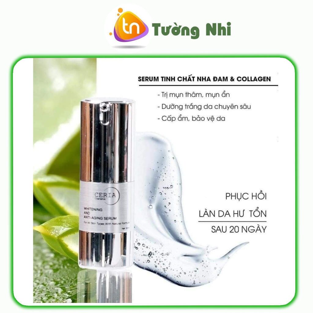 Serum Dưỡng Trắng Tái Tạo Da CERIA Whitening & Anti Aging Nha Đam Collagen 30ml