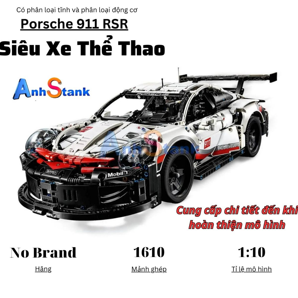 Nonlego Technic Mô Hình Xe Porsche 911 RSR 42096 Tỷ Lệ 1:10 Đồ Chơi Lắp Ráp 1630 Pcs cung cấp bởi Anhstank