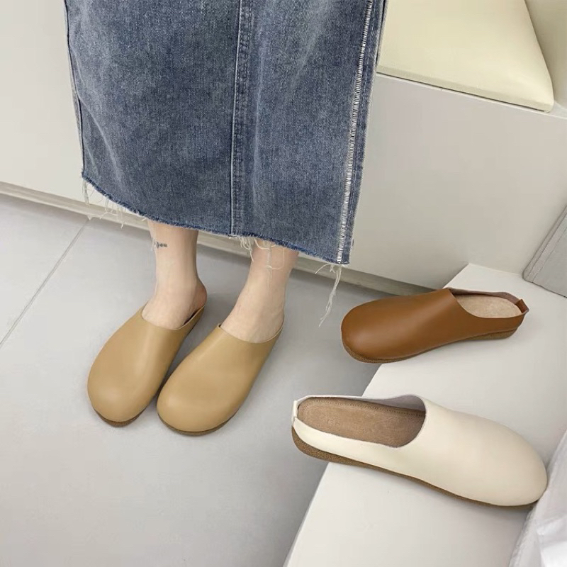 Dép bít mũi da mềm kiểu dáng basic xinh xắn