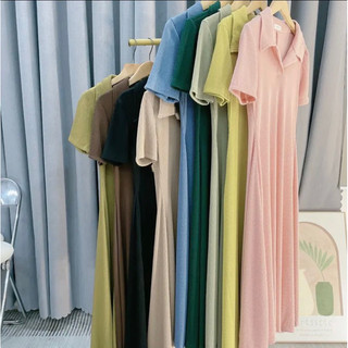 váy maxi dáng dài chất thun tăm cổ đức