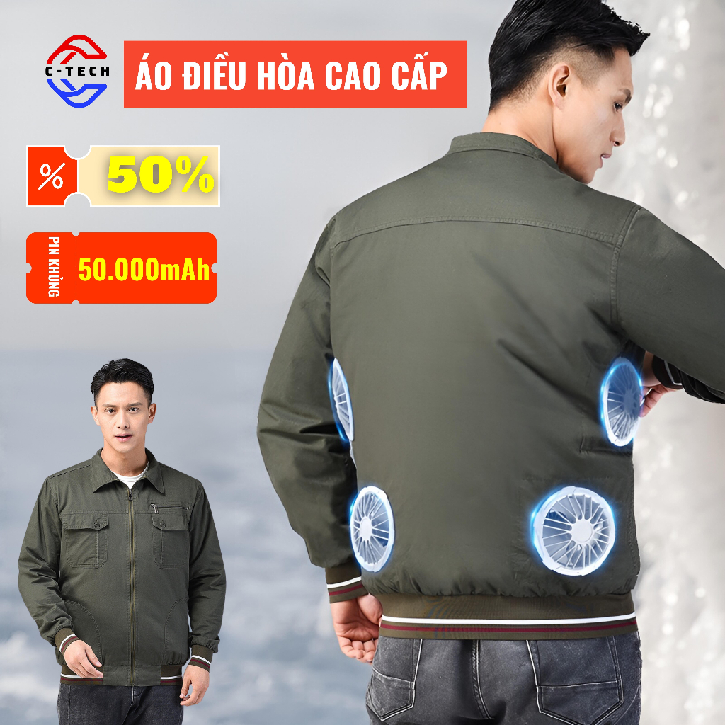Áo điều hòa cao cấp chống tia UV, áo bảo hộ lao động có quạt thoáng khí chính hãng