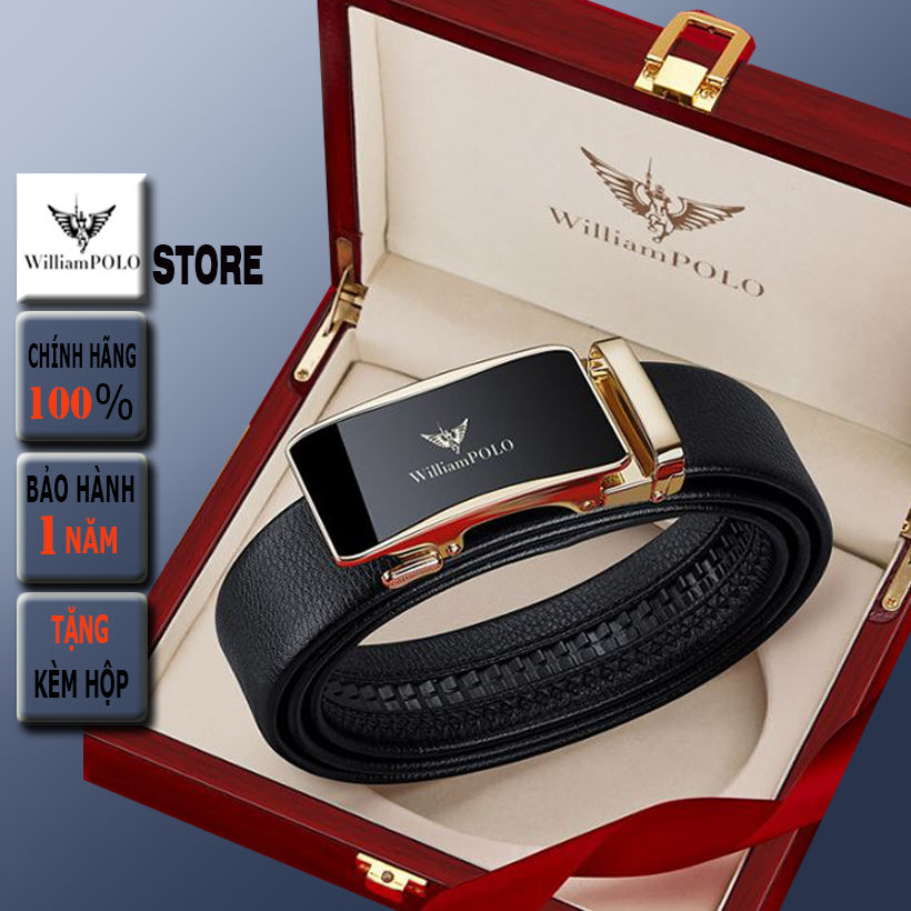 Thắt Lưng Nam Cao Cấp Hàng Hiệu Williampolo Chất Liệu Da Bò Nguyên Tấm - Polo 2235P