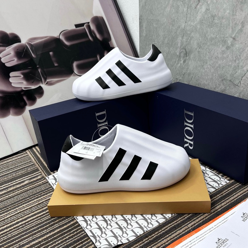 Giày thể thao sneaker nam nữ Das superstar cao su non đúc phối 3 sọc kẻ logo cỏ ba lá gót dáng sục GS50P