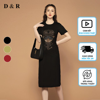 Đầm thun suông bigsize họa tiết đính đá Quảng Châu cao cấp D&R Fashion D317
