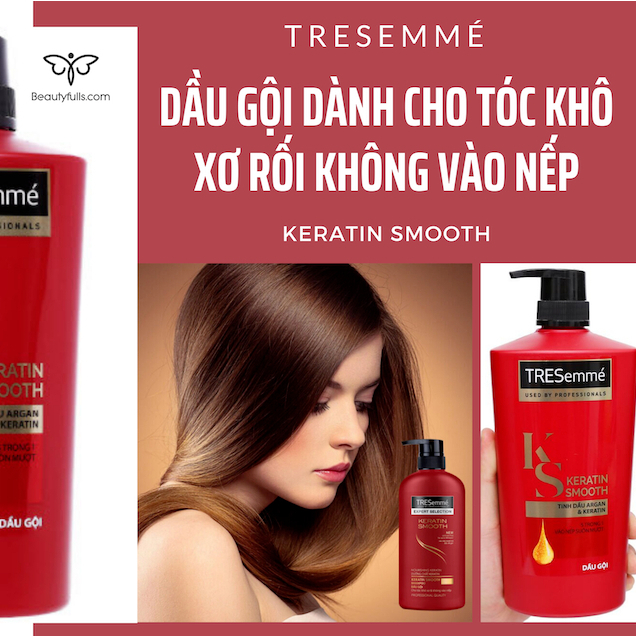 Combo Dầu Gội, Xả TRESEMME Keratin Smooth dưỡng tóc khô xơ rối công thức chuẩn salon Óng Suôn Mượt. Hàng Thái Lan 400 ML