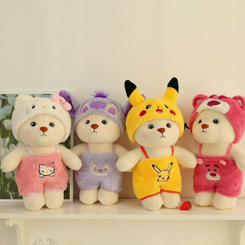Gấu bông teddy lena nhiều hình dáng tháo rời mũ yếm siêu hot