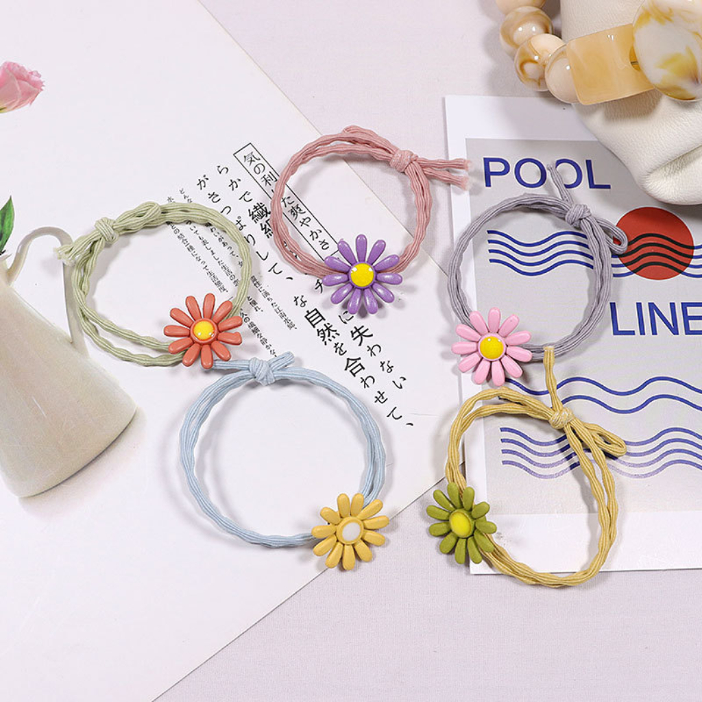 Chun buộc tóc hoa cúc siêu xinh nhiều màu sắc hot trend 2023