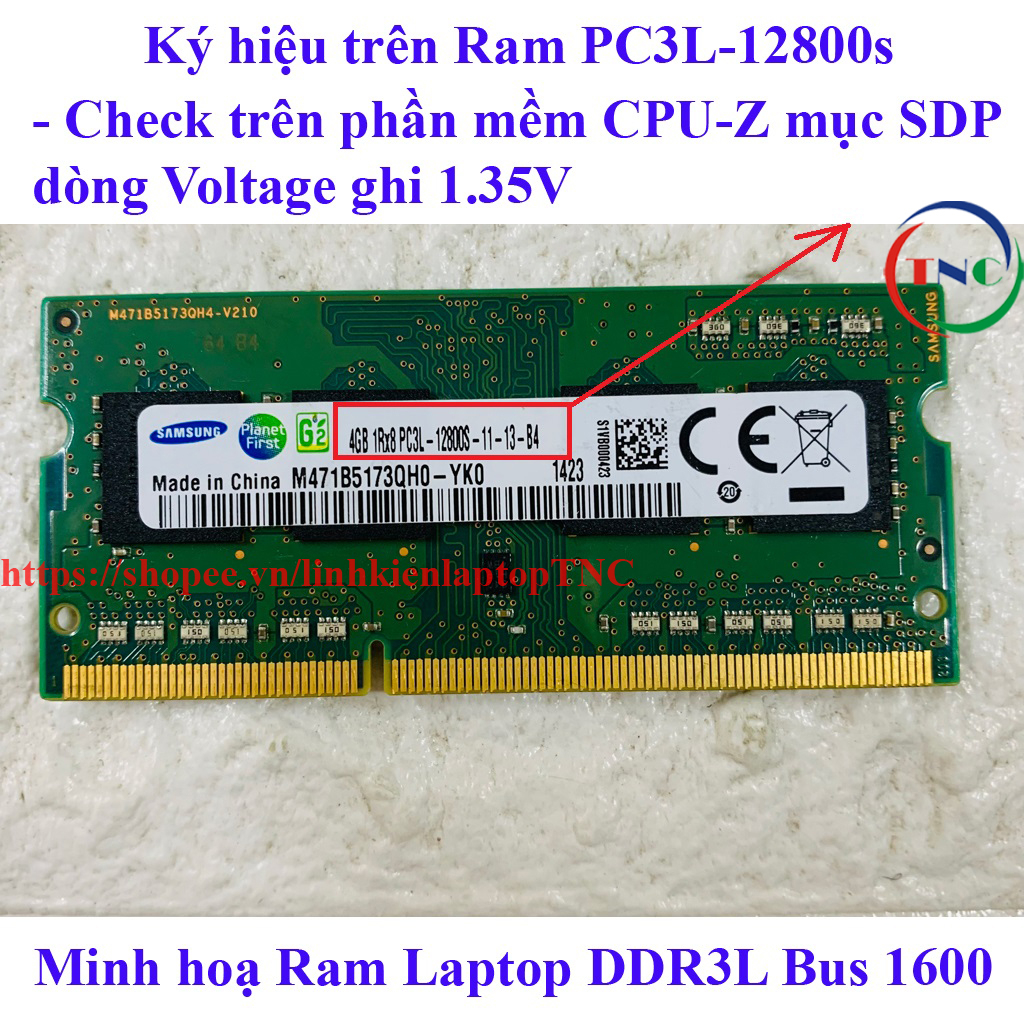 RAM Laptop 4Gb DDR3 cũ tháo máy BUS 1333 1600