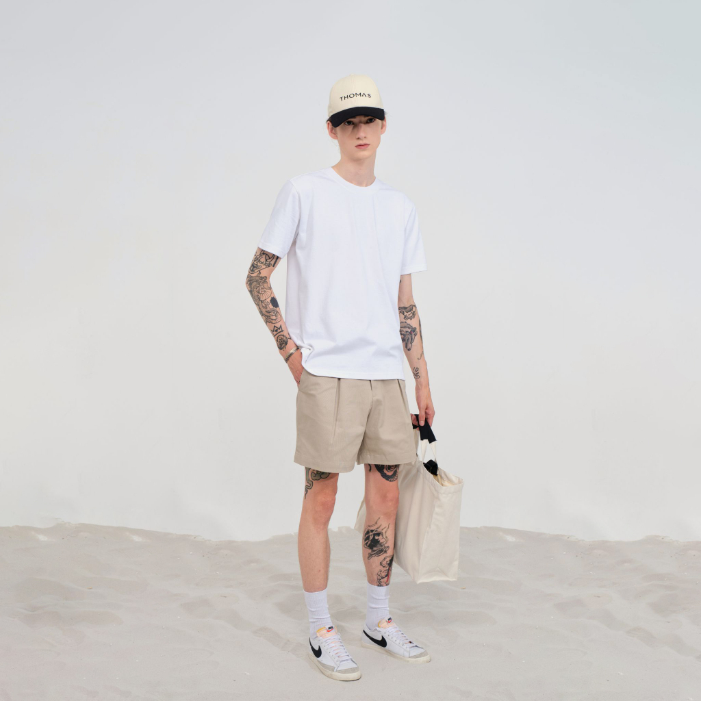 Áo thun nam tay ngắn cổ tròn thun cotton 2 chiều thoáng mát THOMAS STU simple live gentle mind TS01