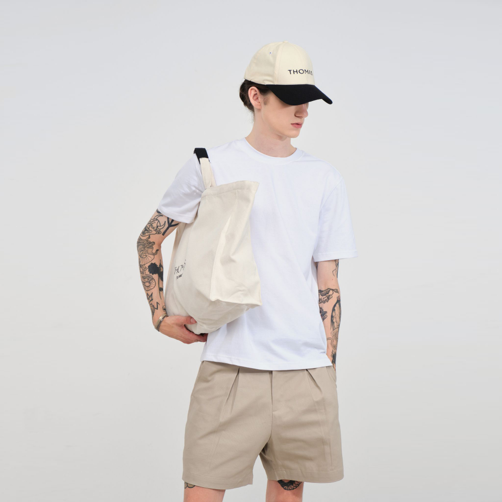 Áo thun nam tay ngắn cổ tròn thun cotton 2 chiều thoáng mát THOMAS STU simple live gentle mind TS01