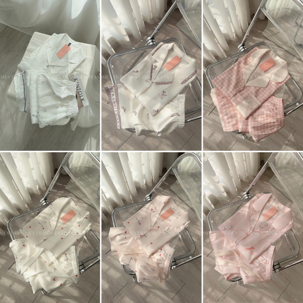 TỔNG HỢP ĐỒ BỘ NGỦ PYJAMA LỤA TAY NGẮN QUẦN DÀI HOẠ TIẾT CUTE DỄ THƯƠNG CAO CẤP