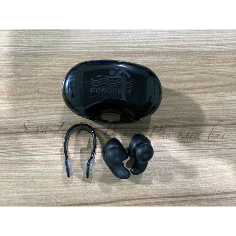 Set Nhét Tai Bơi + Kẹp Mũi Conquest hộp đen Xịn