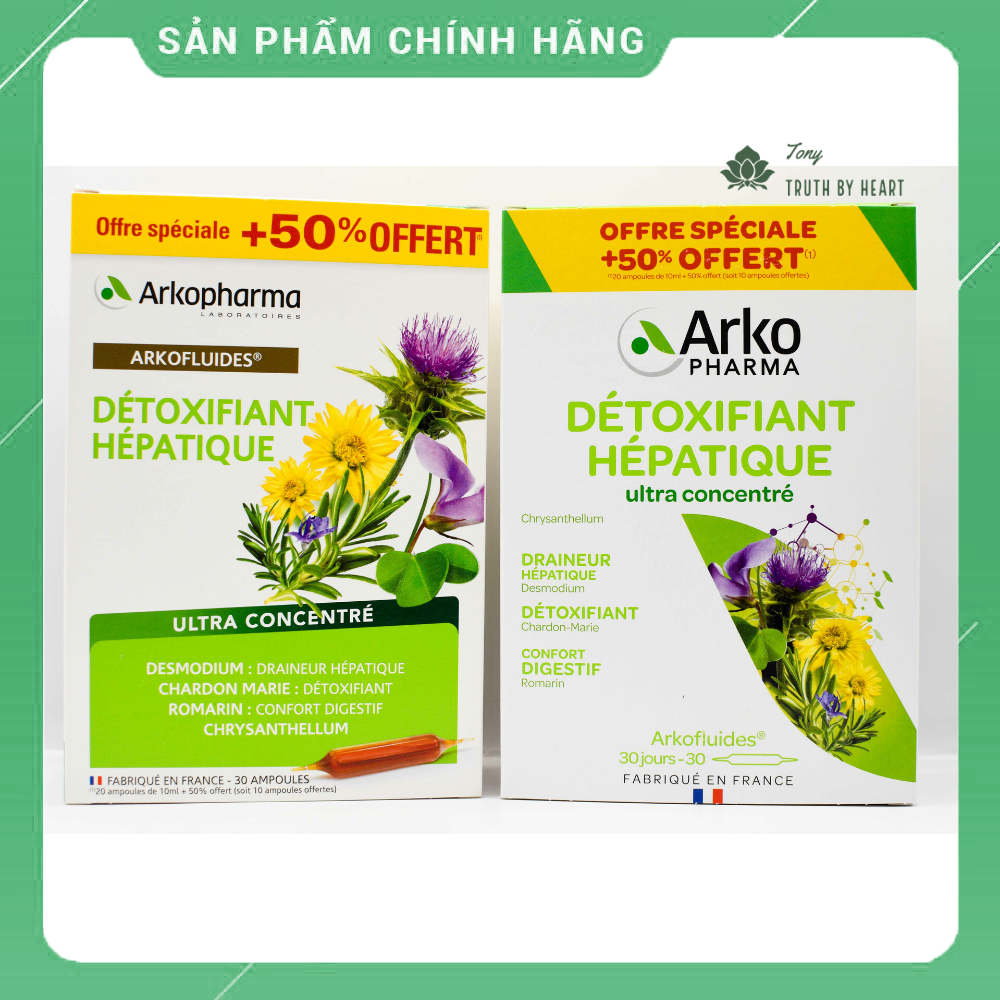 [Hàng chuẩn_Bill Pháp] Detox Thải độc gan Arkopharma DETOXIFIANT HEPATIQUE của Pháp