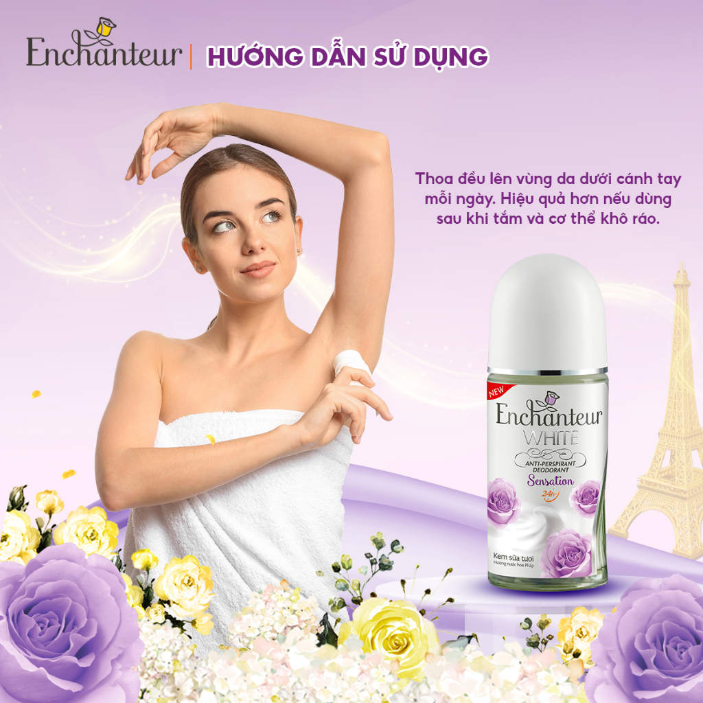 Combo 2 lăn khử mùi dưỡng trắng da Enchanteur hương Sensation/ Delightful/ Romantic/ Magic 50ml/ chai