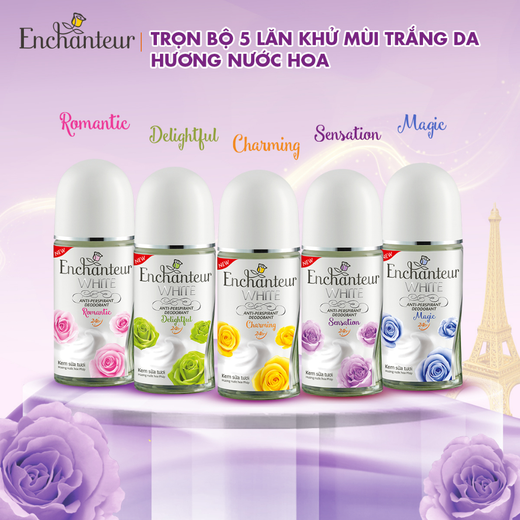 Combo 2 Lăn khử mùi trắng da Enchanteur hương Sensation 50ml/Chai