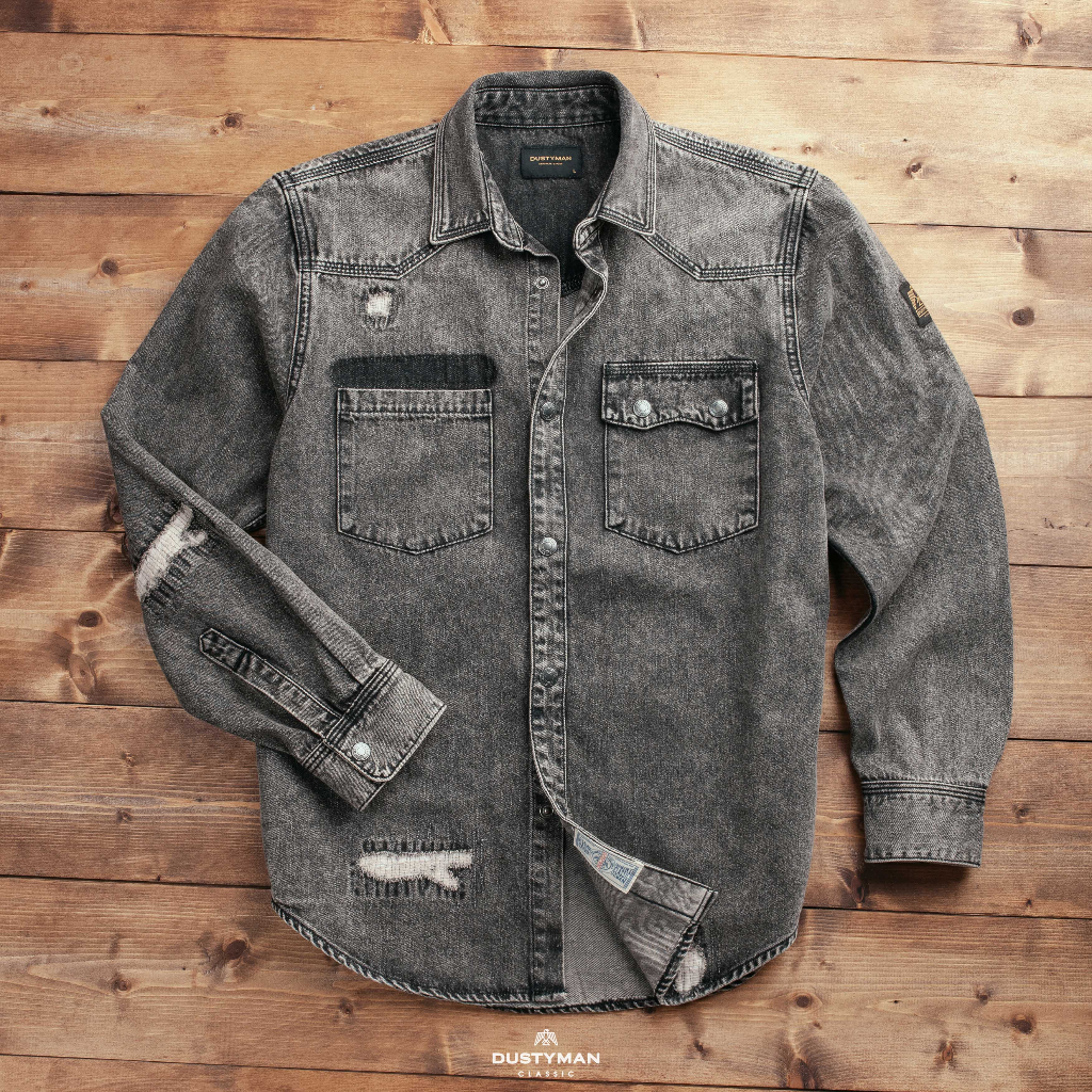 Áo Sơ Mi Denim Nam Túi Lé Phá Rách Bụi Bặm DUSTYMAN - Form Slim Fit - Weston