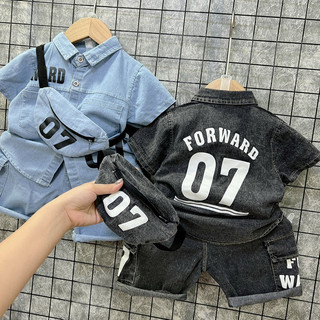 set bộ sơ mi kèm túi cho bé trai (ảnh thật)