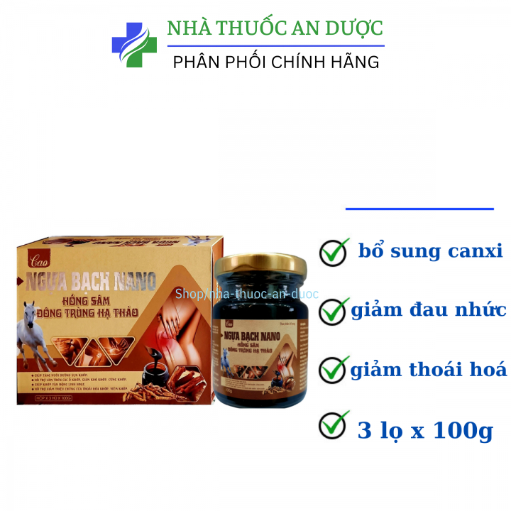 Cao ngựa bạch nano hồng sâm đông trùng hạ thảo giúp bổ sung canxi, người có sức khỏe kém, suy nhược, người đau lưng