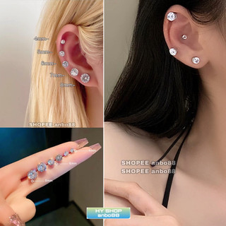 Khuyên tai đá tròn nhiều size lấp lánh