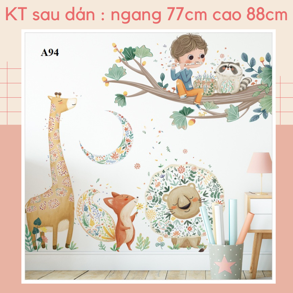 Decal dán tường Bé thổi sáo A94 - Baominh Decor