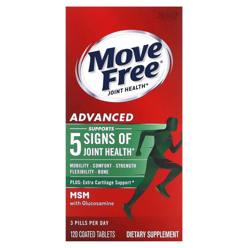 Bổ xương Khớp Move Free Joint Health Advanced Plus MSM&Vitamin D3 chai 120viên with Glucosamine Chondroitin Schiff từ Mỹ