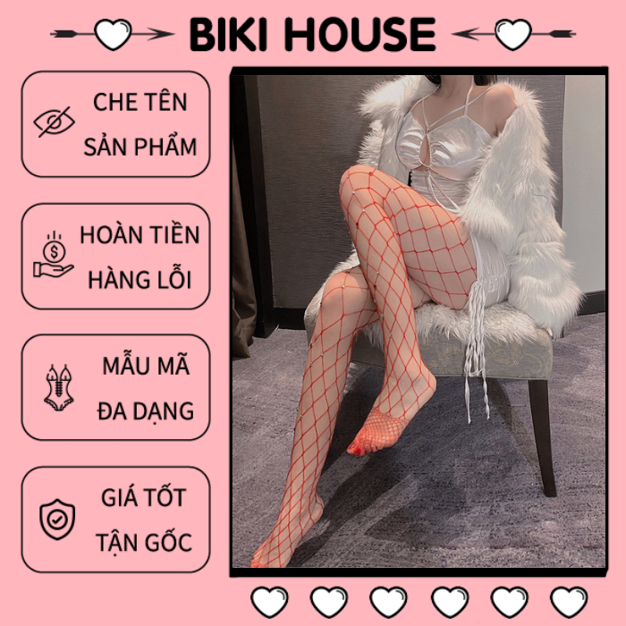 Quần tất lưới đính hạt lấp lánh ainme đen đỏ gợi cảm vớ body nữ sexy phát sáng phối trang phục cosplay BIKI HOUSE T912