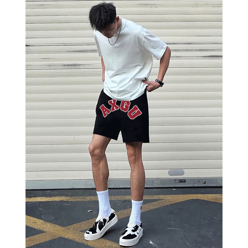 Quần Thun Ngố Nam Họa Tiết Nổi AGNU HeiLit Short Nỉ Đùi Dày Dặn Có Túi Kết Hợp Dây Rút