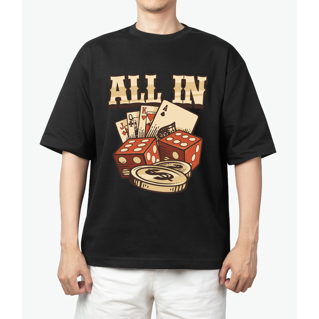 Áo Thun Sweater Nam Nữ Unisex In Hình Lá Bài ALL IN Chất Vải Cao Cấp Co Giãn Thấm Hút Mồ Hôi