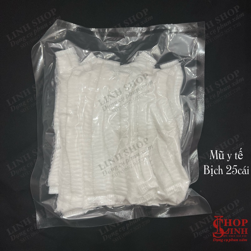 Mũ y tế, nón giấy, mũ giấy y tế đội trong phun xăm Linh Shop