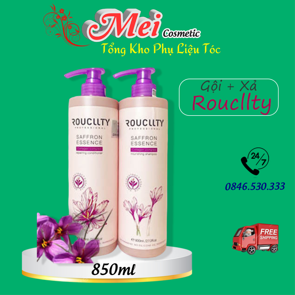 Dầu Gội Đầu ROUCLLTY PROFESSIONAL SAFFRON ESSENCE Nhụy Hoa Nghệ Tây Phục Hồi Tóc Hư Tổn 800mlx2