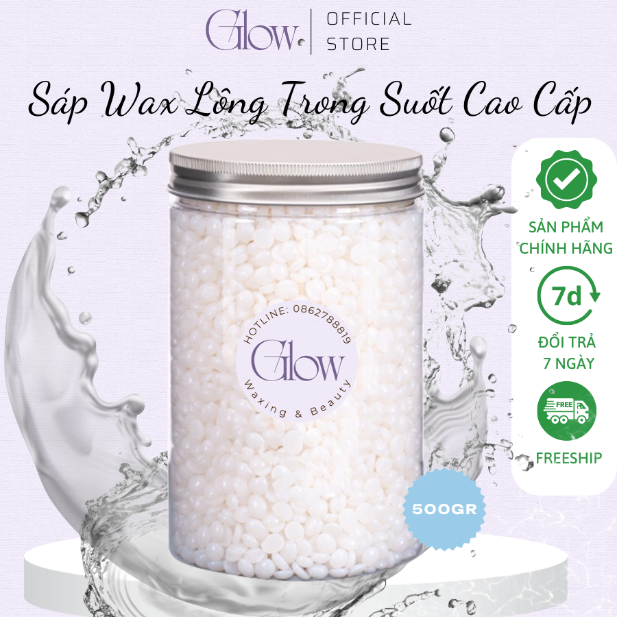 Sáp Wax Lông Nóng Trong Suốt GLOW WAXING Cao Cấp Bám Lông Tốt Hương Thơm Nhẹ Nhàng Tặng Que Phết Sáp CHE TÊN SẢN PHẨM