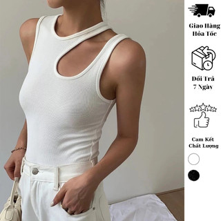 Áo ba lỗ nữ dáng dài dây mảnh june.sg áo ba lỗ basic nữ form dài d039