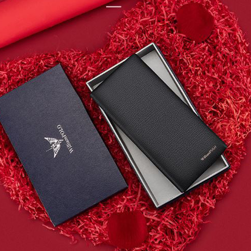 Ví dài nam cầm tay Full hộp hàng hiệu WilliamPOLO chất liệu da Bò nguyên tấm - POLO 221588