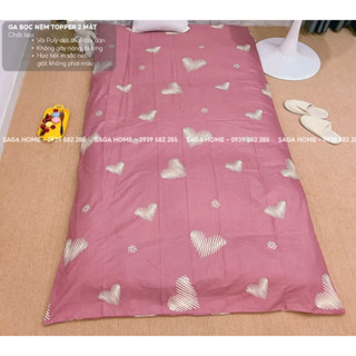 Vỏ Bọc Đệm, Tấm Áo Bọc Nệm Topper Hai Mặt Có Khoá Kéo Vải Cotton, Đũi Mềm Mại Đủ Kích Thước