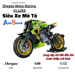 Mô hình lắp ráp xe moto ducati technic zhegao sku ql1259 640 pcs tỉ lệ 1:10
