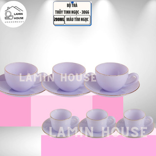 Bộ trà 12 chi tiết nhỏ thủy tinh ngọc màu tím ngọc usa home set-3066cj