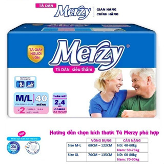 Bỉm người già Merzy ML40 miếng #Bỉm Merzy #Tã người lớn Merzy #Bỉm già Merzy #tã Merzy #tã già Merzy (Combo 2 gói ML20).
