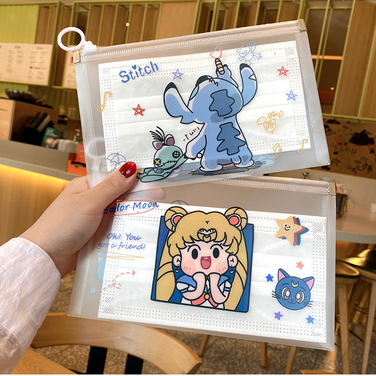 Túi zip gấu dâu hoạt hình cute, túi đựng bút, đựng đồ cá nhân lụa mờ có khóa kéo