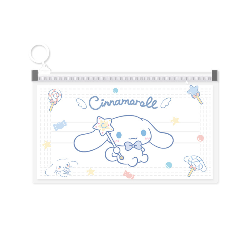 Túi zip gấu dâu hoạt hình cute, túi đựng bút, đựng đồ cá nhân lụa mờ có khóa kéo