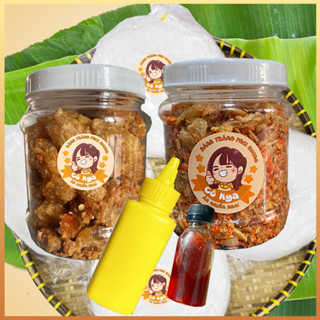 COMBO MINI TÓP MỠ bánh tráng phơi sương Cô Nga 250gr, tóp mỡ 100gr, muối ruốc hành phi size S,chai bơ 100gr, sốt tắc 50m