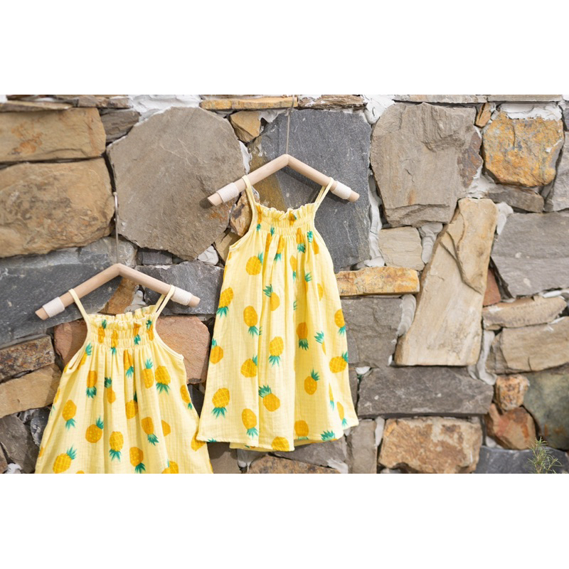 Váy bé gái 2 dây xô muslin size to mềm mịn, thoáng mát, thấm hút mồ hôi