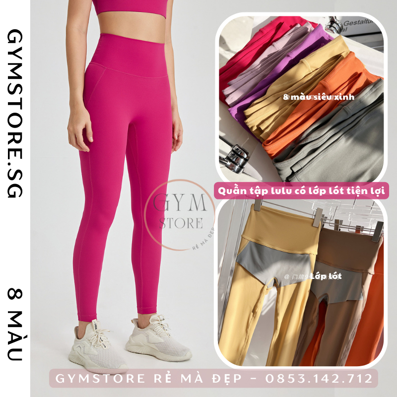 Quần Legging Cạp Cao Gen Bụng Nâng Mông Thể Thao Nữ Tập Gym Yoga Thun Poly Bột Siêu Co Giãn Cực Tôn Dáng 2021