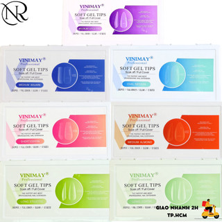 Móng up vinimay chính hãng, Móng up vinimay Soft Gel đủ phom hộp 552 móng 12 size- Nails Red