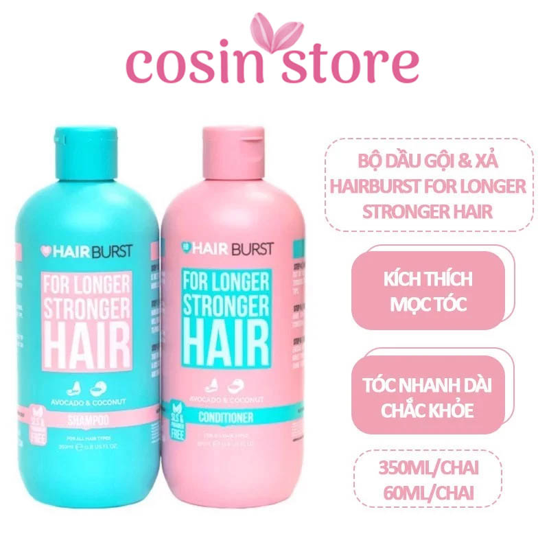 Bộ Dầu Gội HairBurst For Longer Stronger Cải Thiện Rụng Tóc 2 chai 350ml của Anh shop Cosin Store