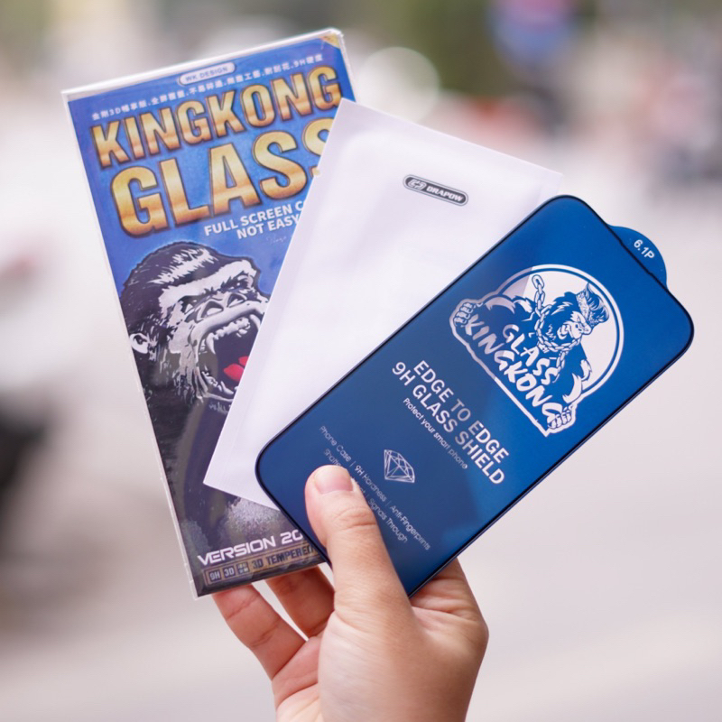 Kính cường lực IPhone KingKong chính hãng WK hộp sắt xanh