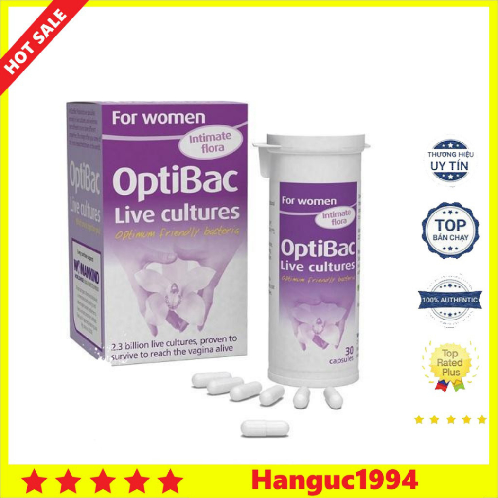 Men Vi Sinh Optibac Cho Phụ Nữ Giảm Nấm Âm Đạo, Viêm Tiết Niệu - 30 Viên - 90 Viên